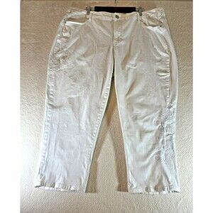 Lane Bryant White Embroidered Crop Jeans Womens Size 22 Delicate Floral